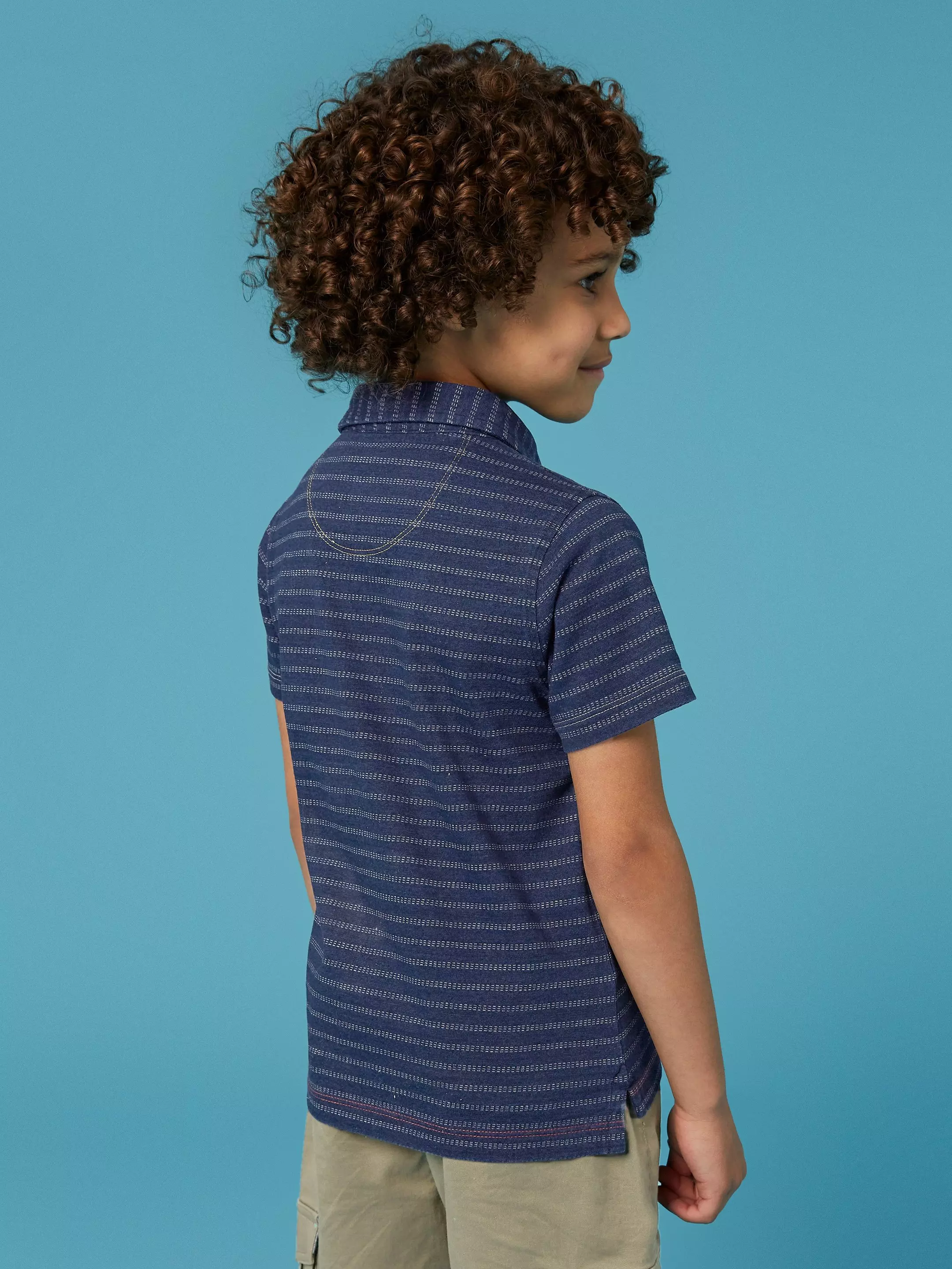 Interest Indigo Stripe Polo 5 Interest Indigo Stripe Polo