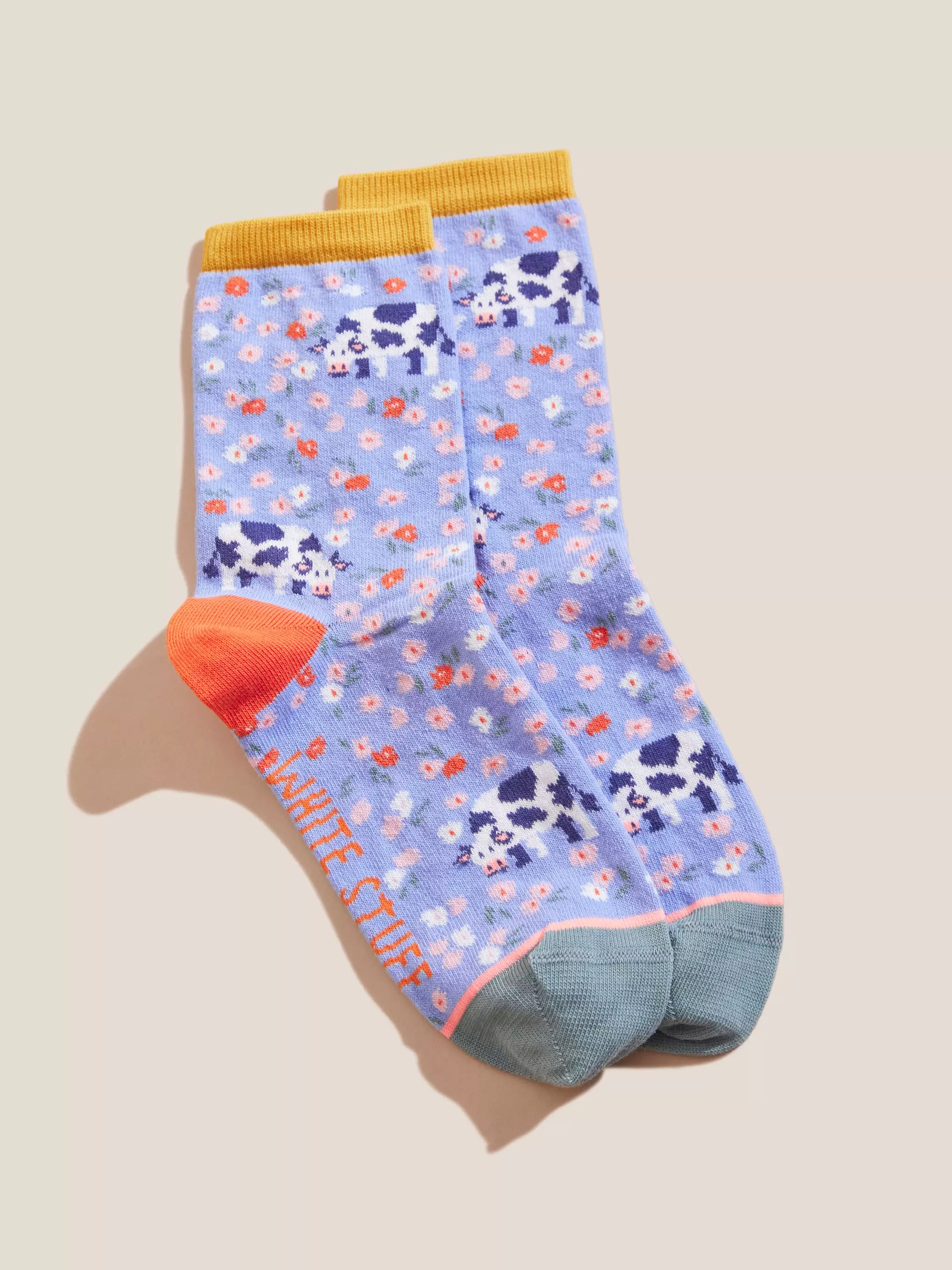 Cow Floral Ankle Socks