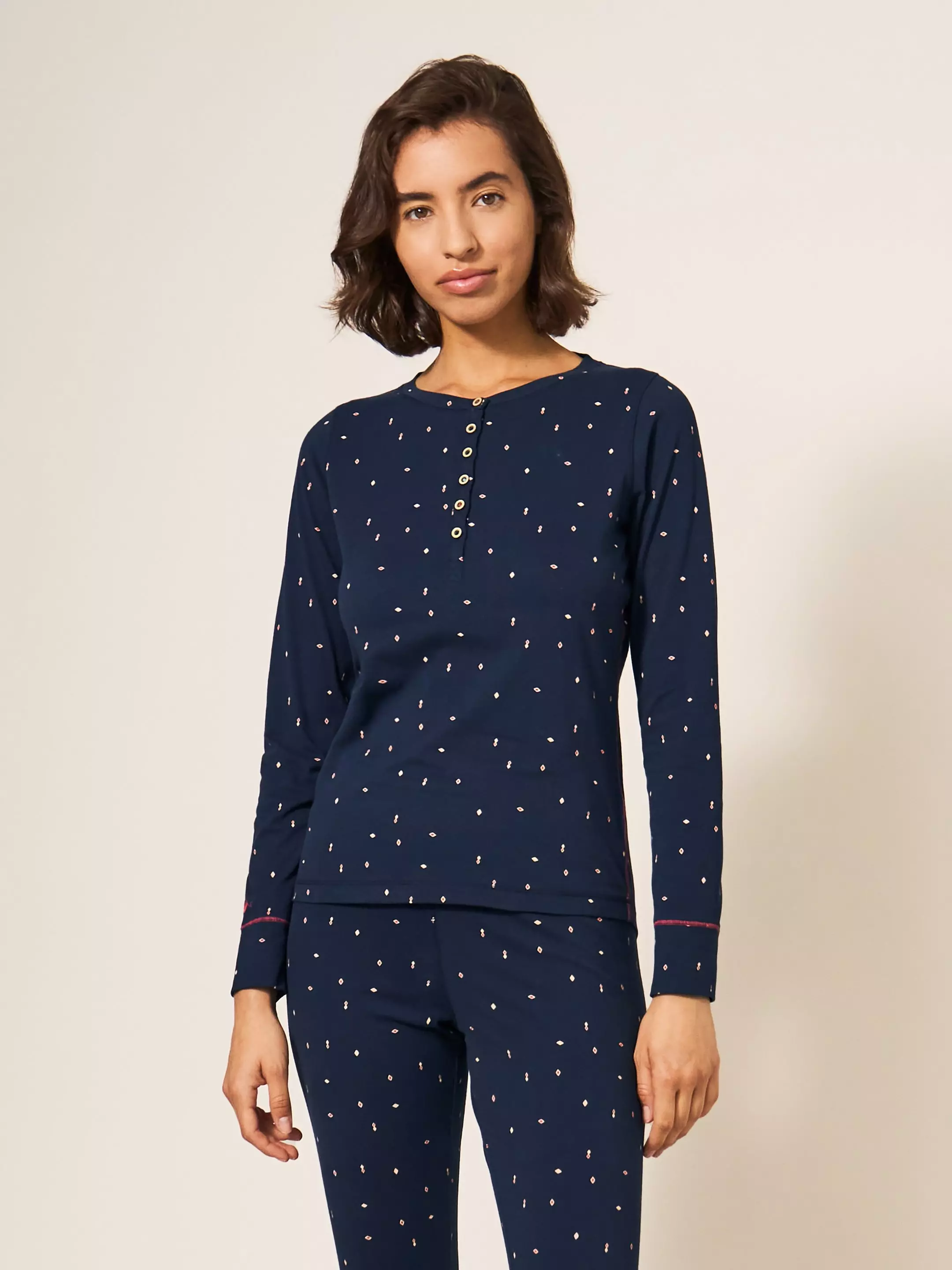Geo Printed Henley PJ Top 4 Geo Printed Henley PJ Top