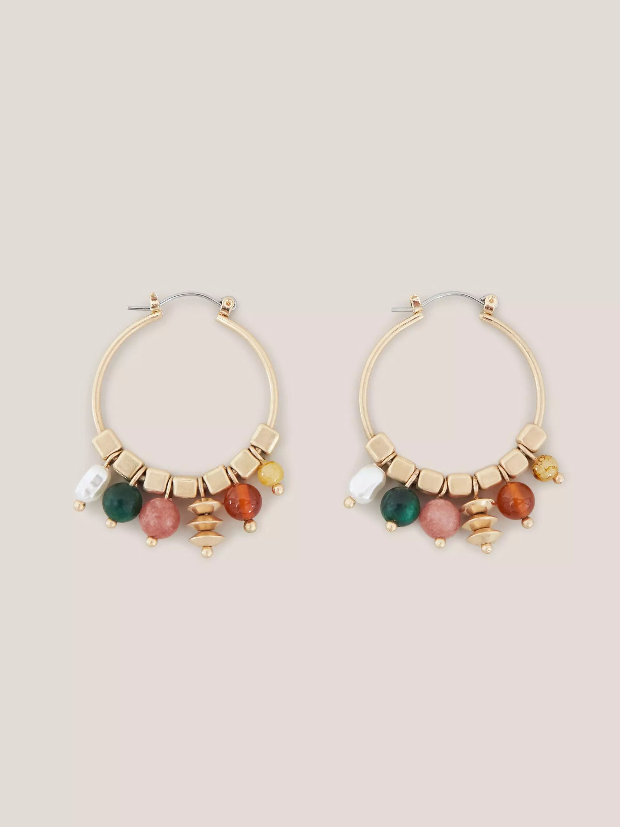 Multi Gem Hoop Earrings
