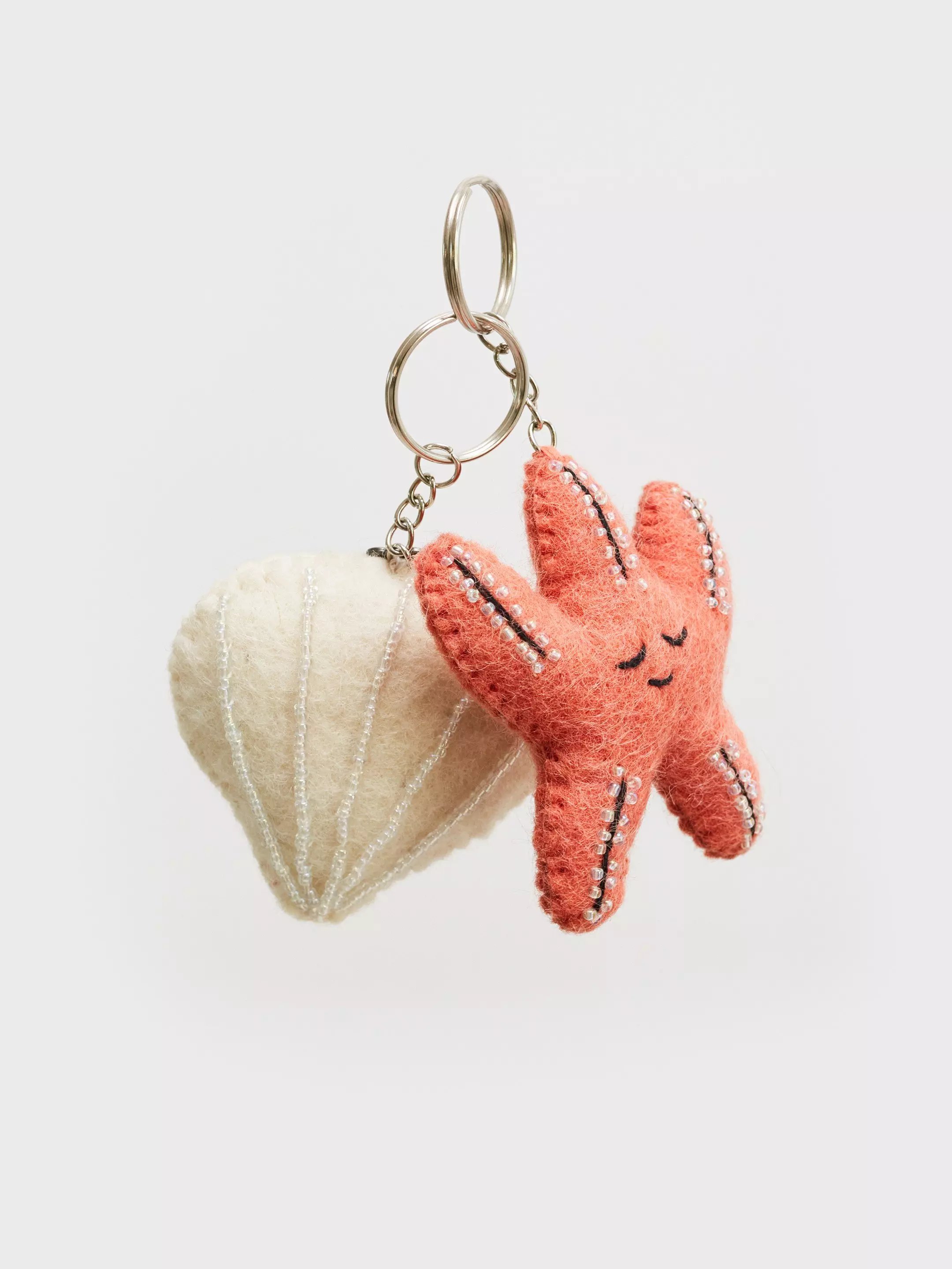 Starfish and Shell Keyring