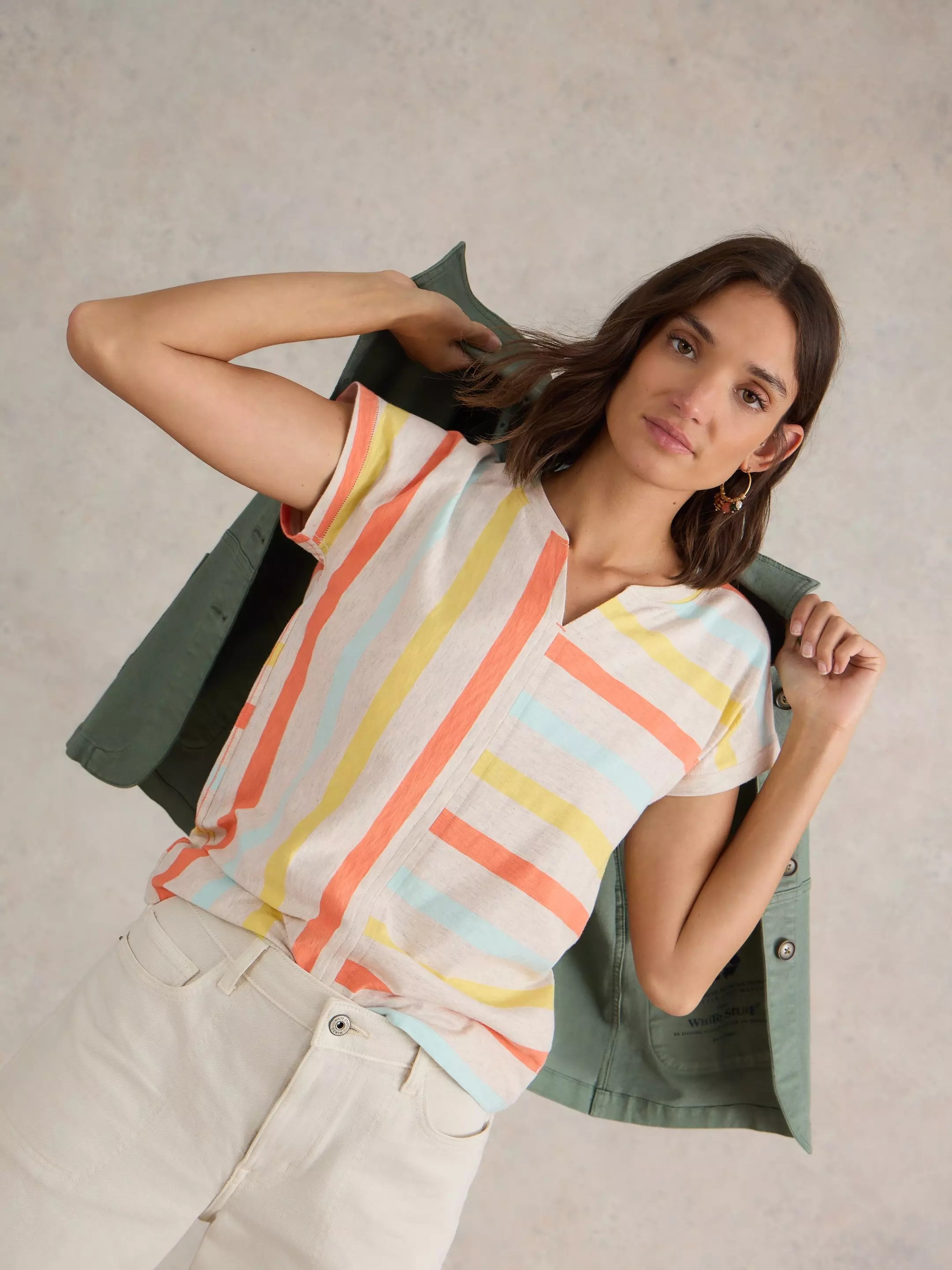 NELLY NOTCH NECK COTTON TEE 4 NELLY NOTCH NECK COTTON TEE