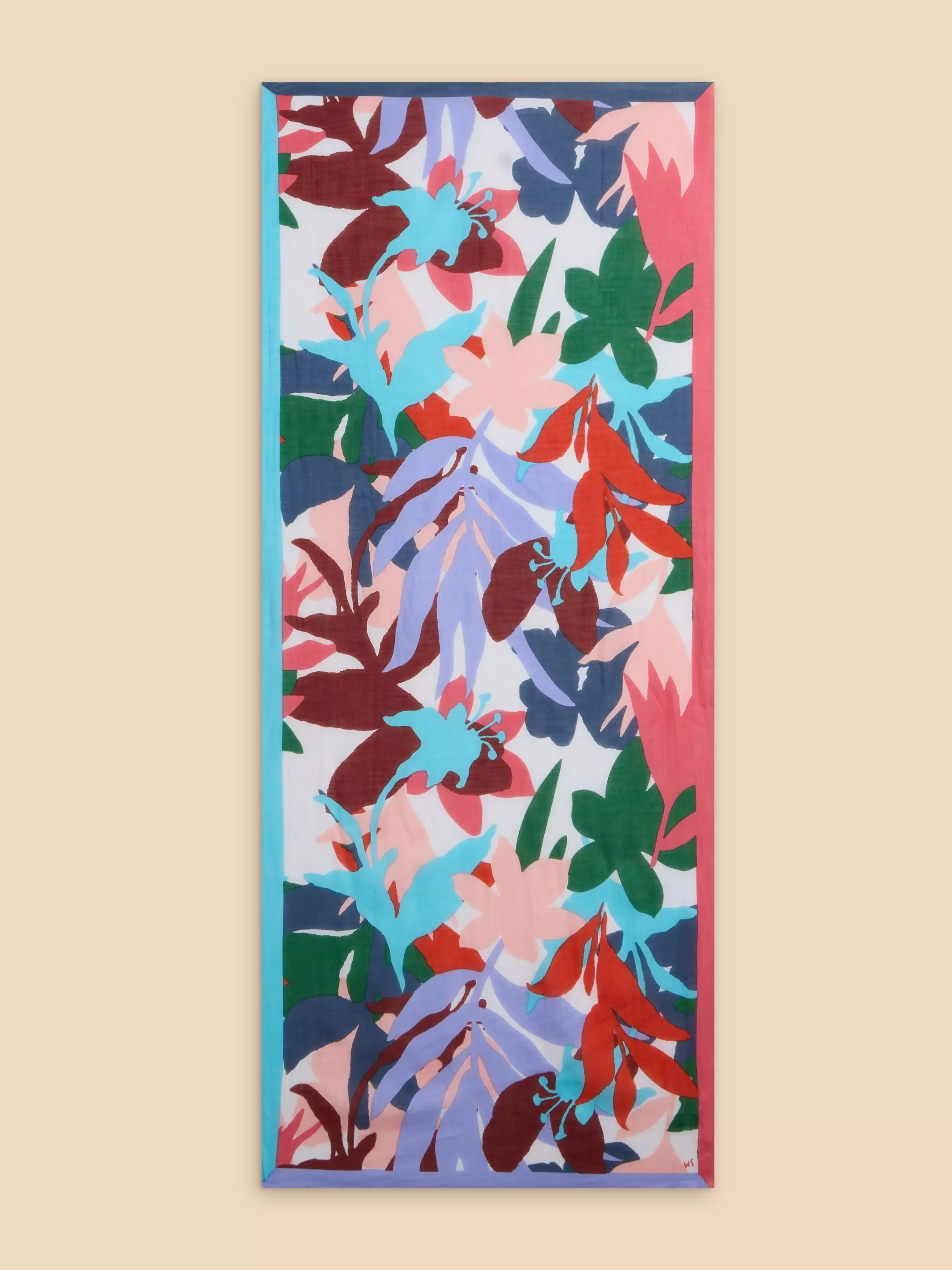 Floral Cotton Blend Scarf 4 Floral Cotton Blend Scarf