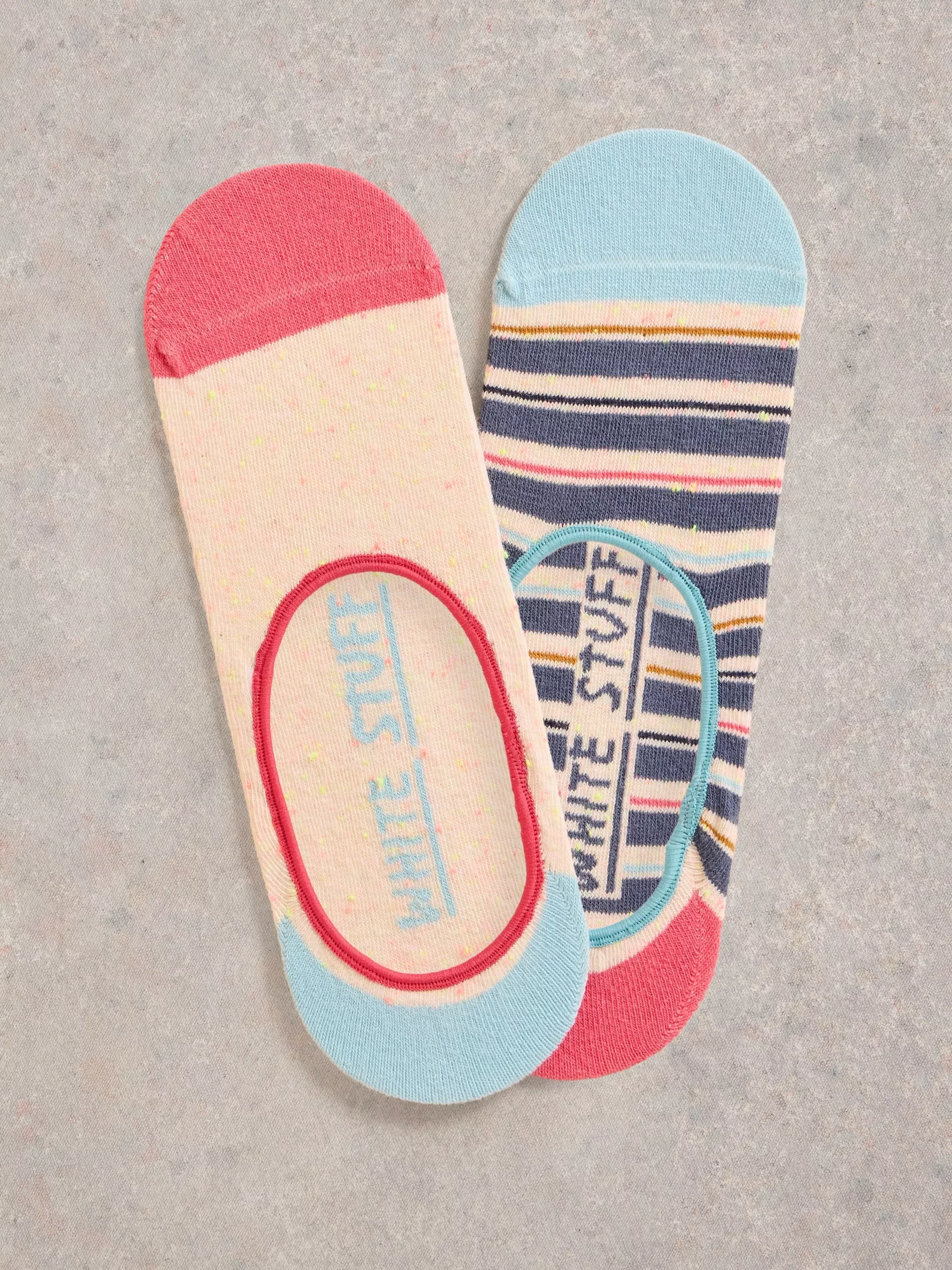 2 Pack Stripe No Show Socks