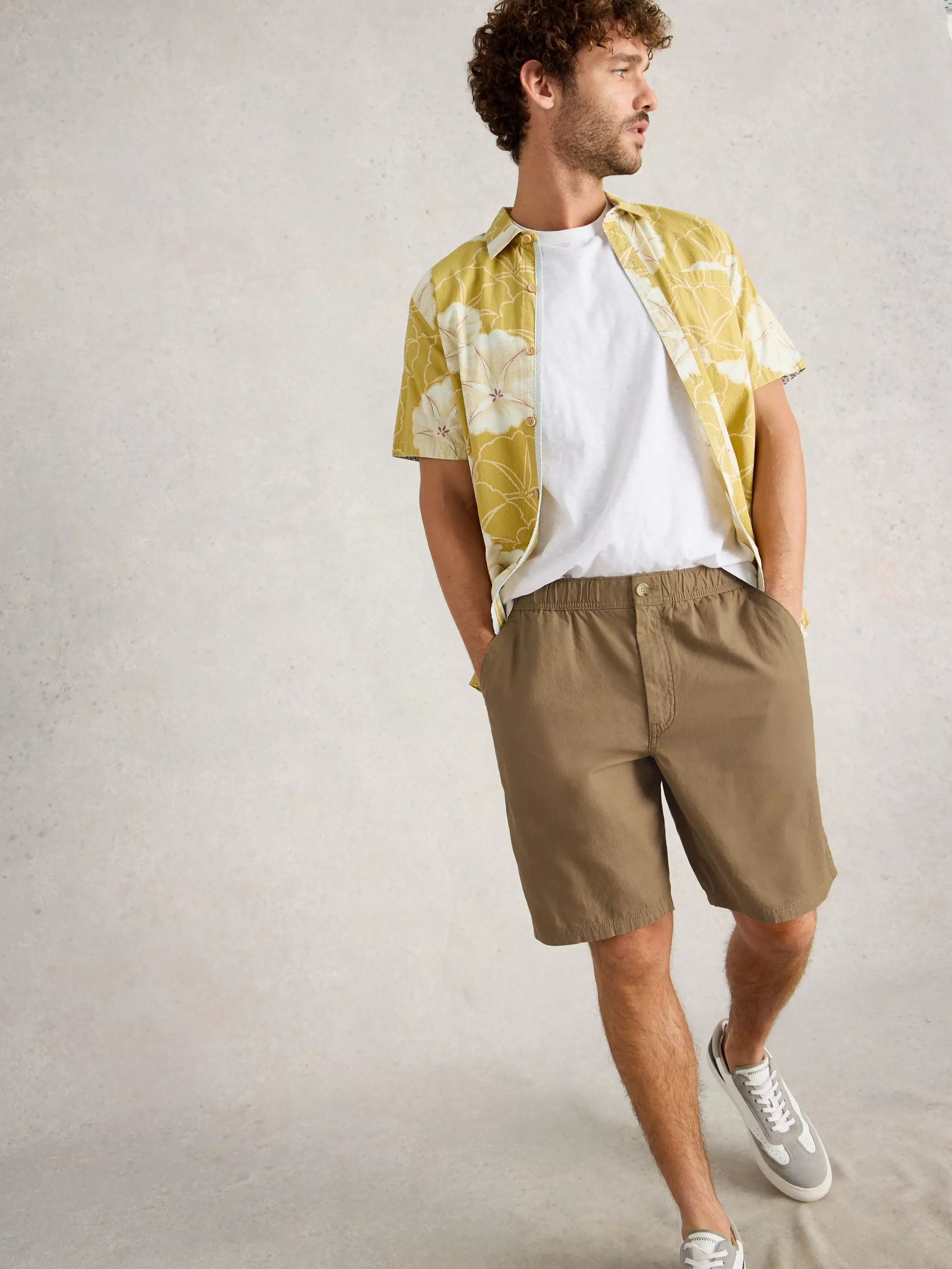 Drawstring Linen Blend Short