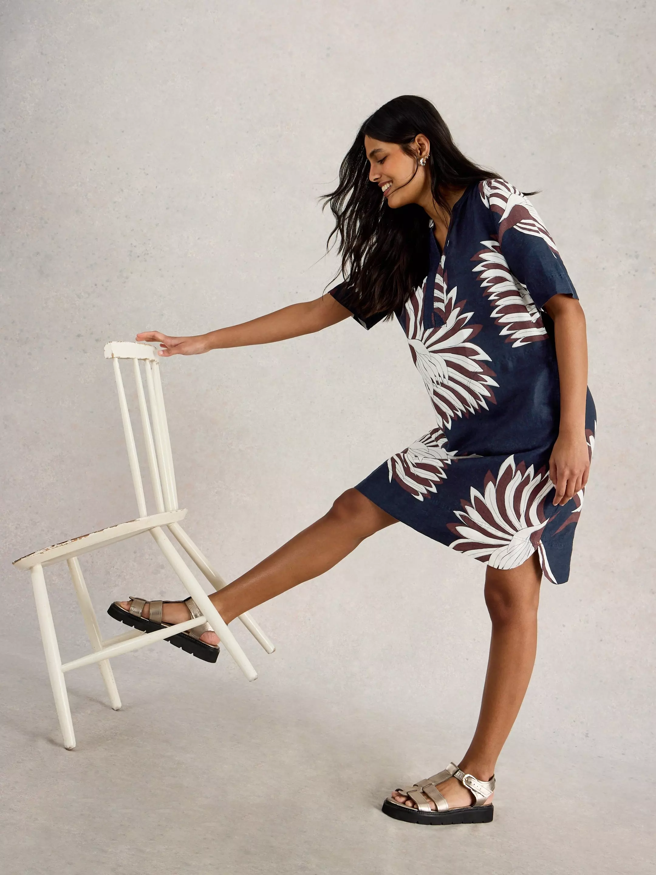 June Short Sleeve Linen Dress