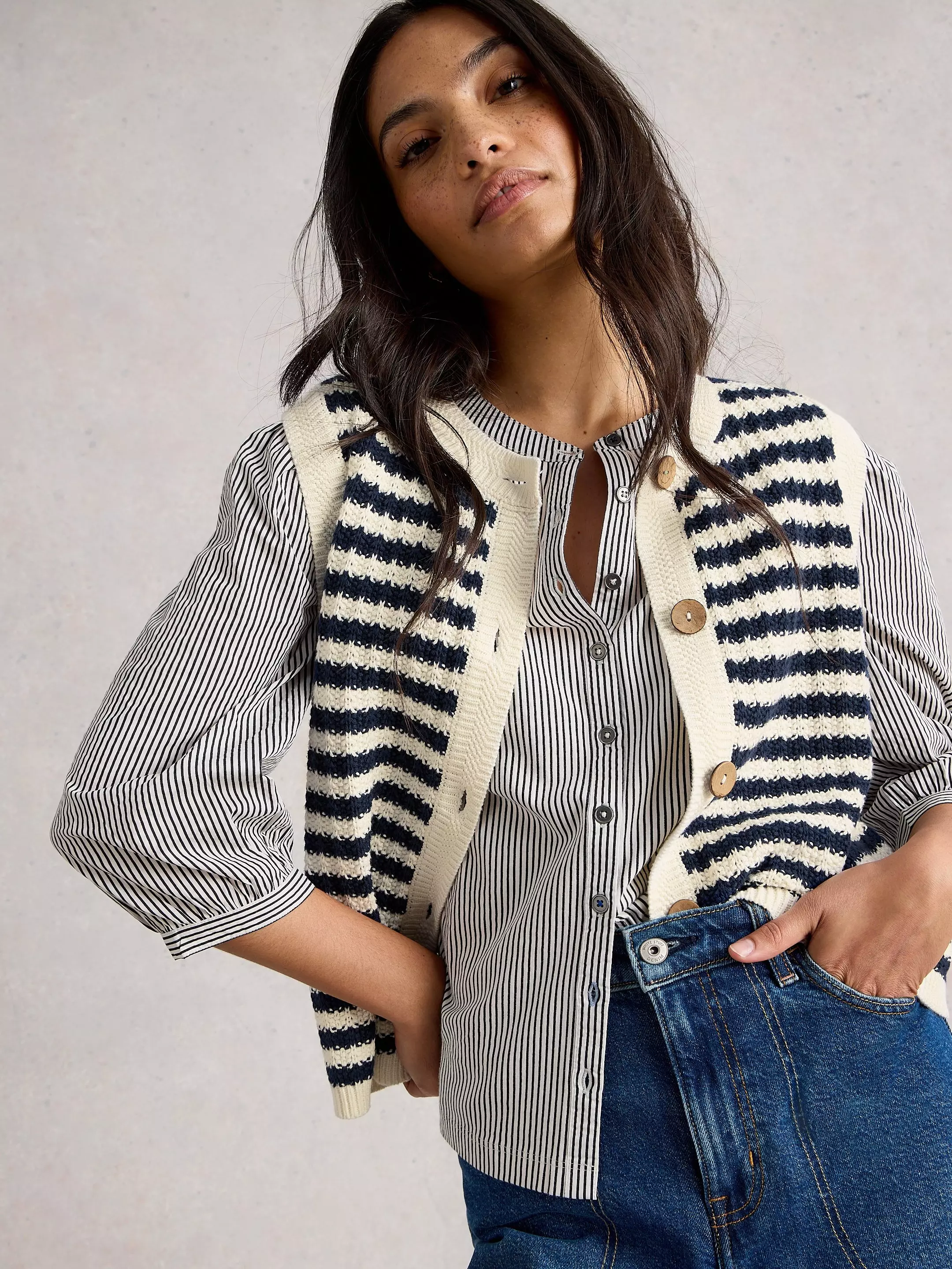SIENNA STRIPE BUTTON TANK