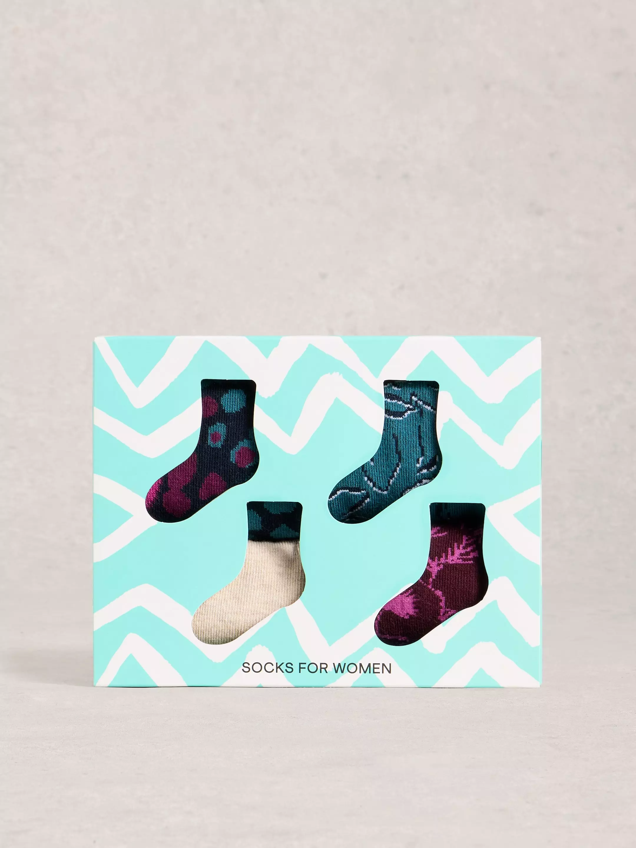 4PK Floral Print Ankle Socks