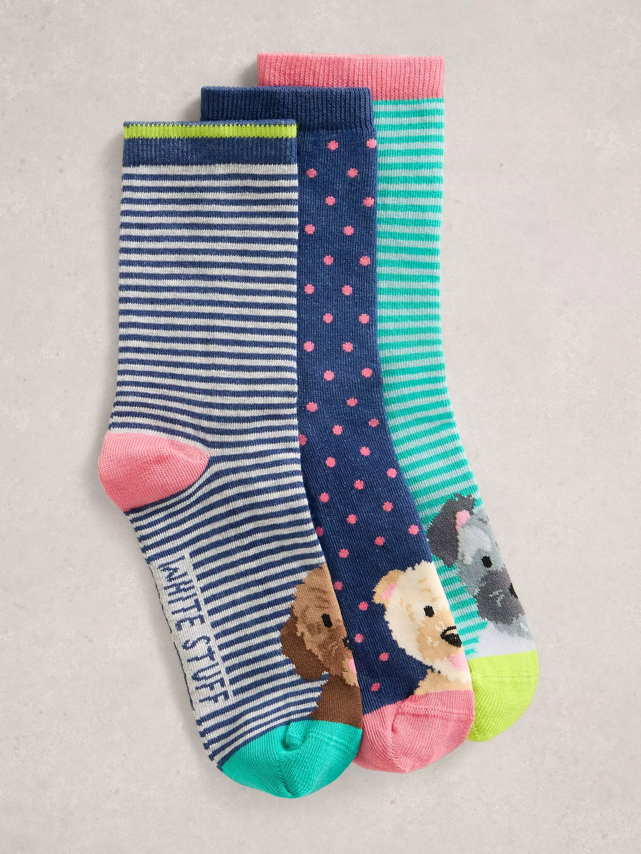 3 Pack Dog Pals Ankle Socks