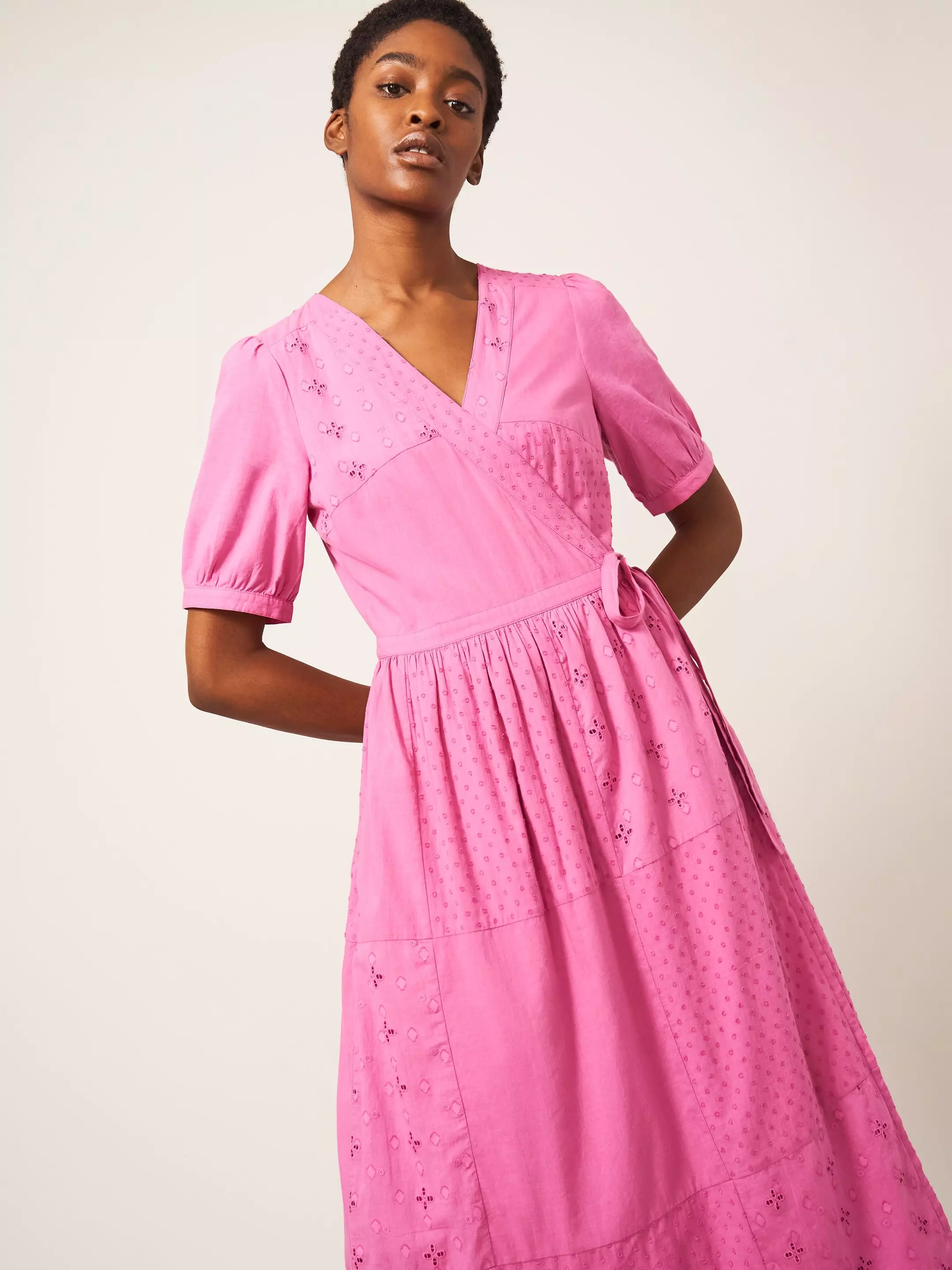 Patchwork Broderie Midi Dress
