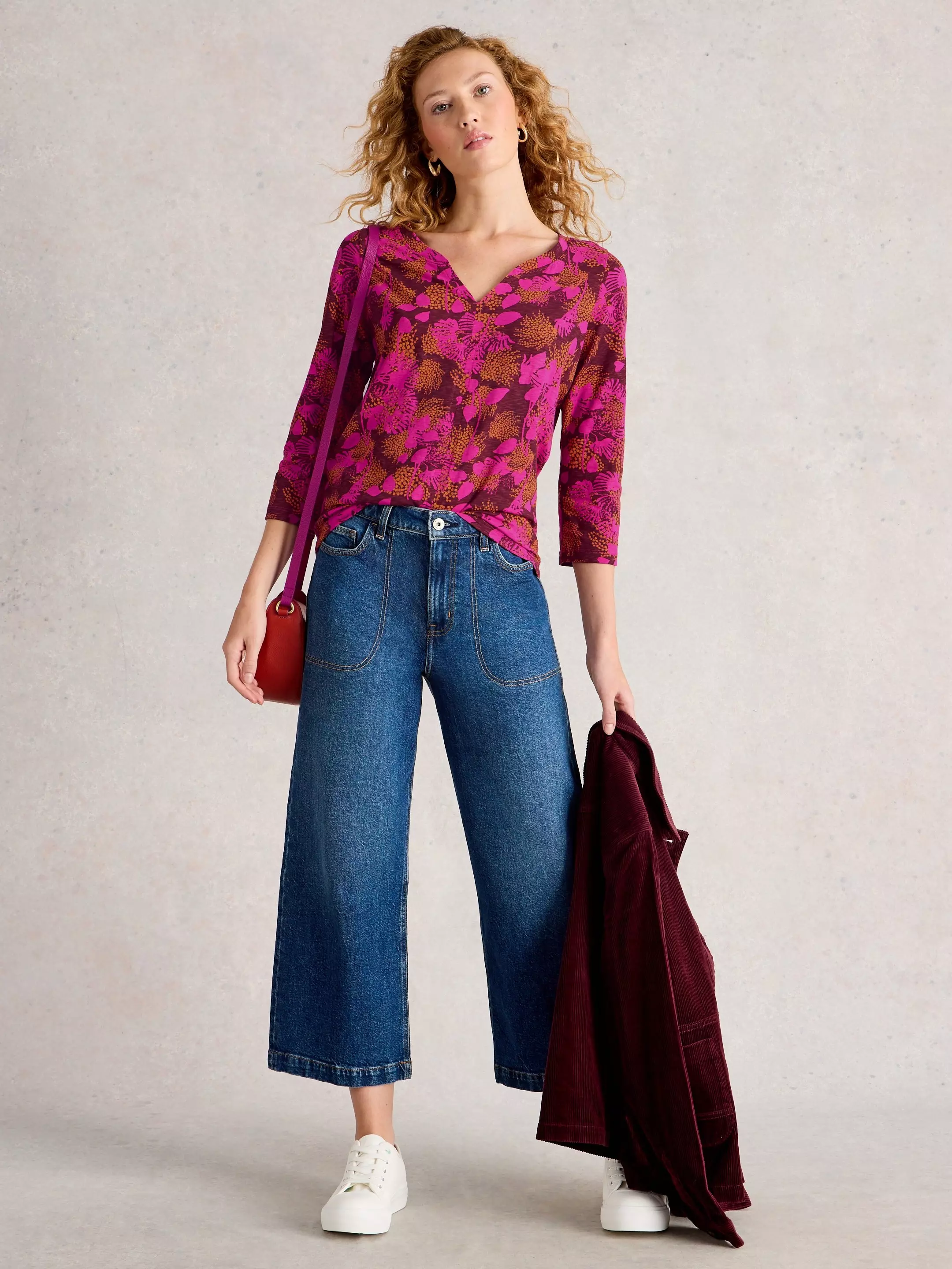 NELLY NOTCH NECK MID SLEEVE TEE 3 NELLY NOTCH NECK MID SLEEVE TEE