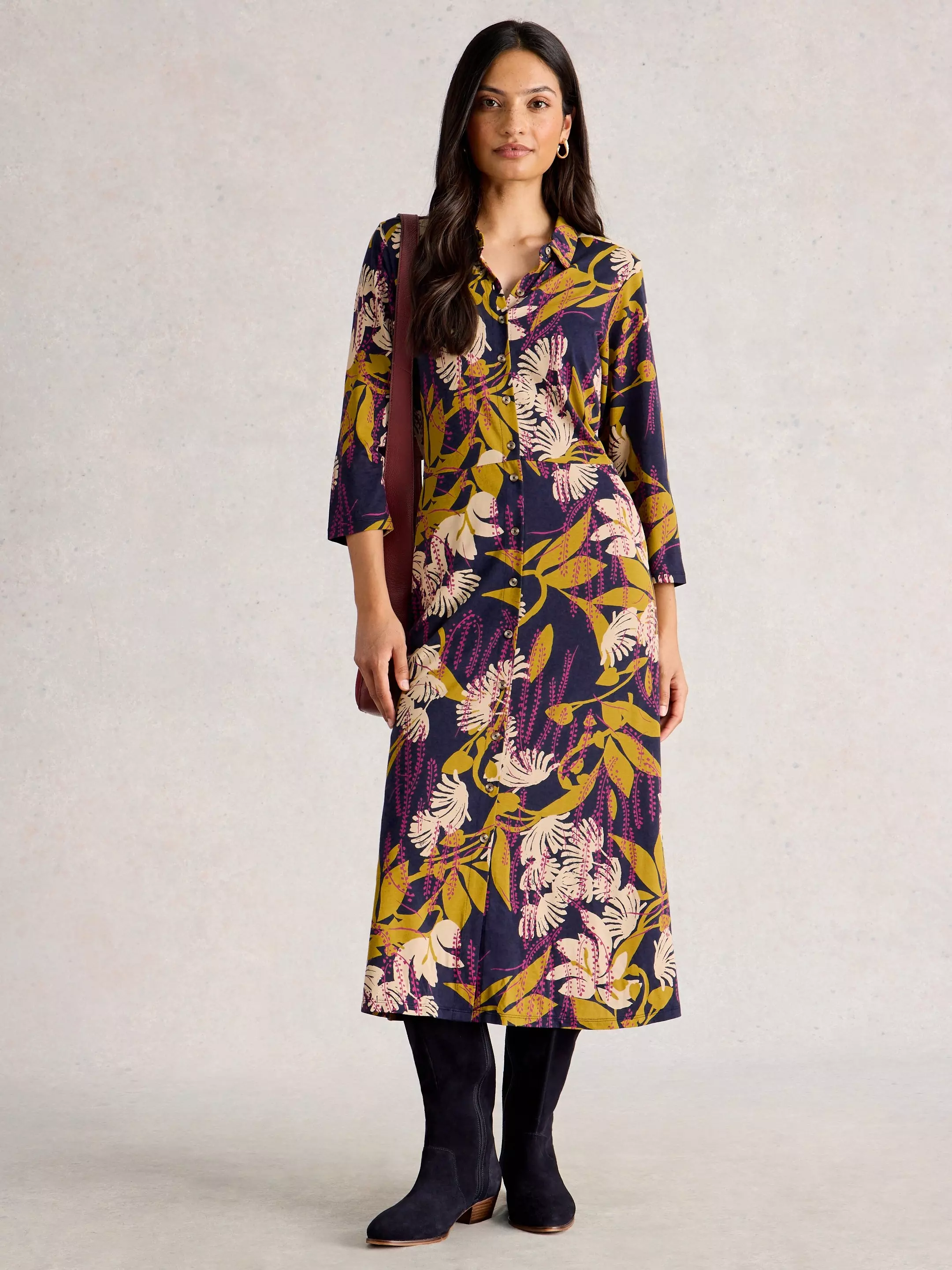 Rua Jersey Collared Shirt Dress