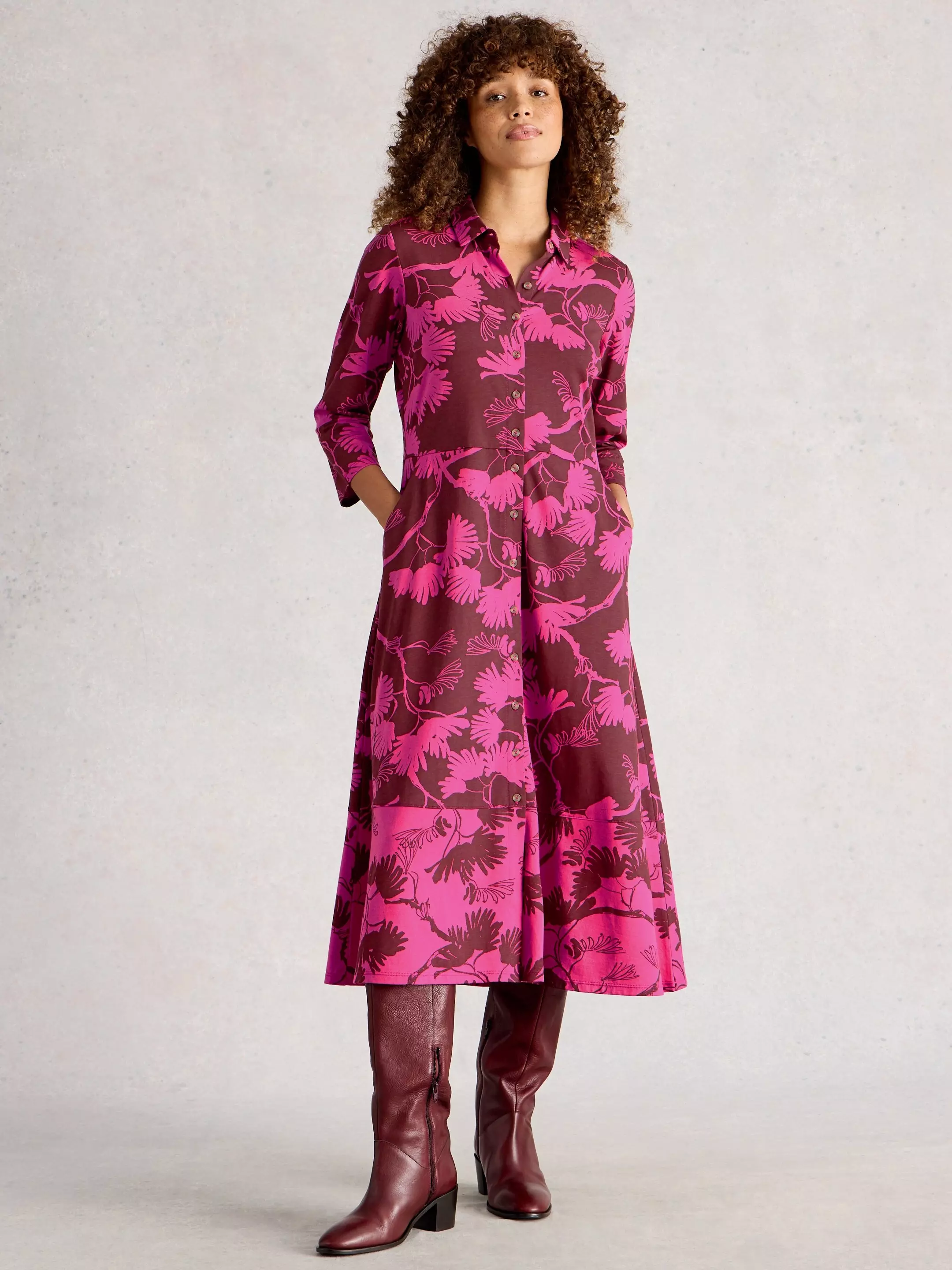 Rua Jersey Collared Shirt Dress
